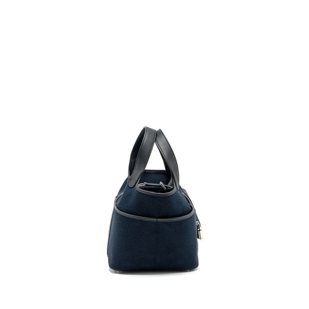 HERMES PICOTIN CARGO 18 LOCK BAG CANVAS/SWIFT BLUE MARINE/BLACK SHW