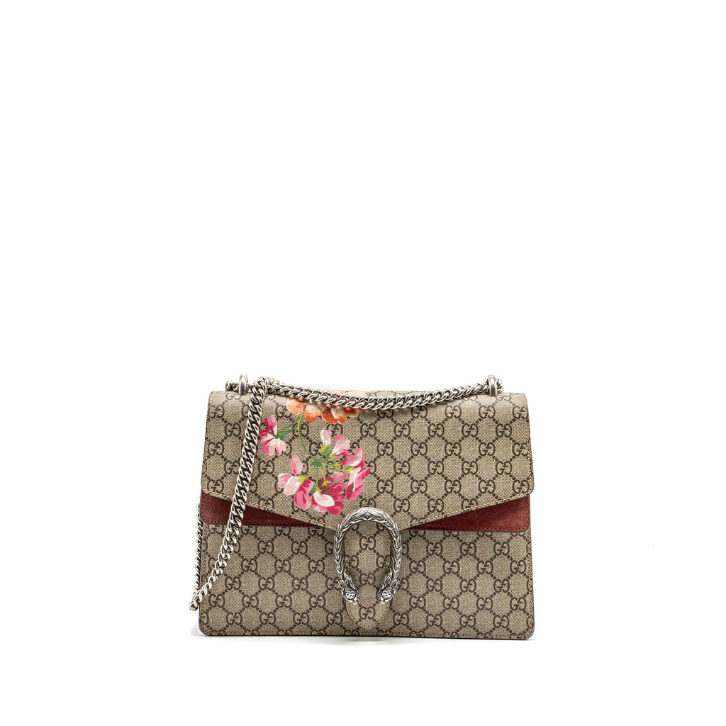 GUCCI LARGE DIONYSUS BAG GG SUPREME CANVAS WITH FLOWER PRINT MULTICOLOR SHW