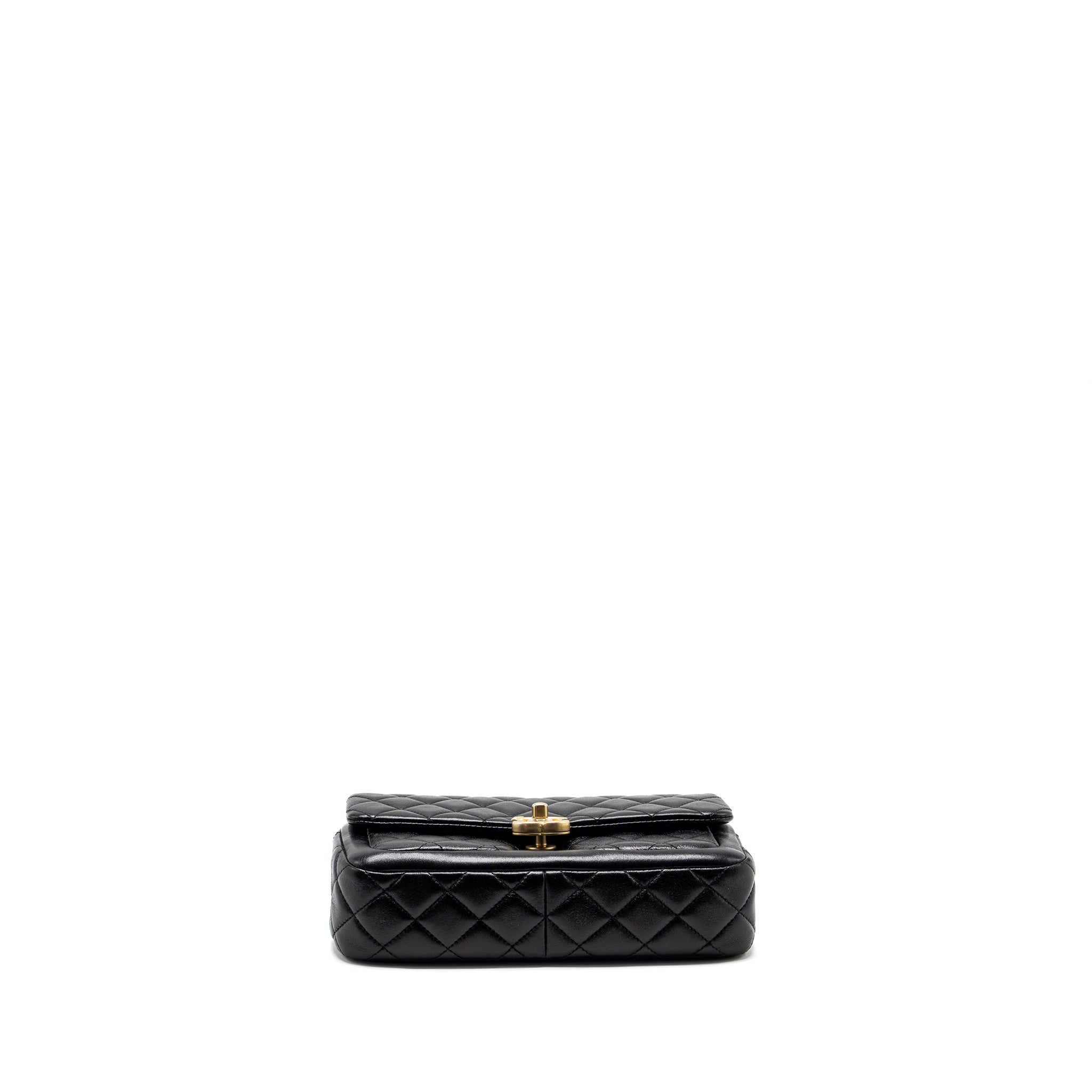 CHANEL QUILTED FLAP BAG LAMBSKIN BLACK GHW (MICROCHIP)