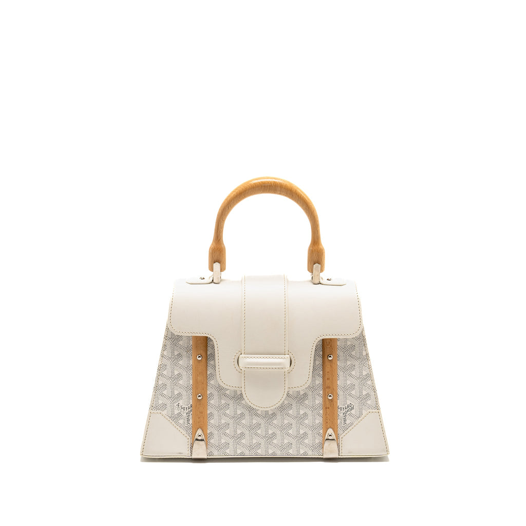 GOYARD STRUCTURED SAIGON PM CALFSKIN / CANVAS WHITE SHW