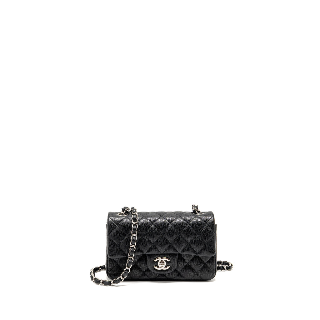 CHANEL MINI RECTANGULAR FLAP BAG CAVIAR BLACK SHW
