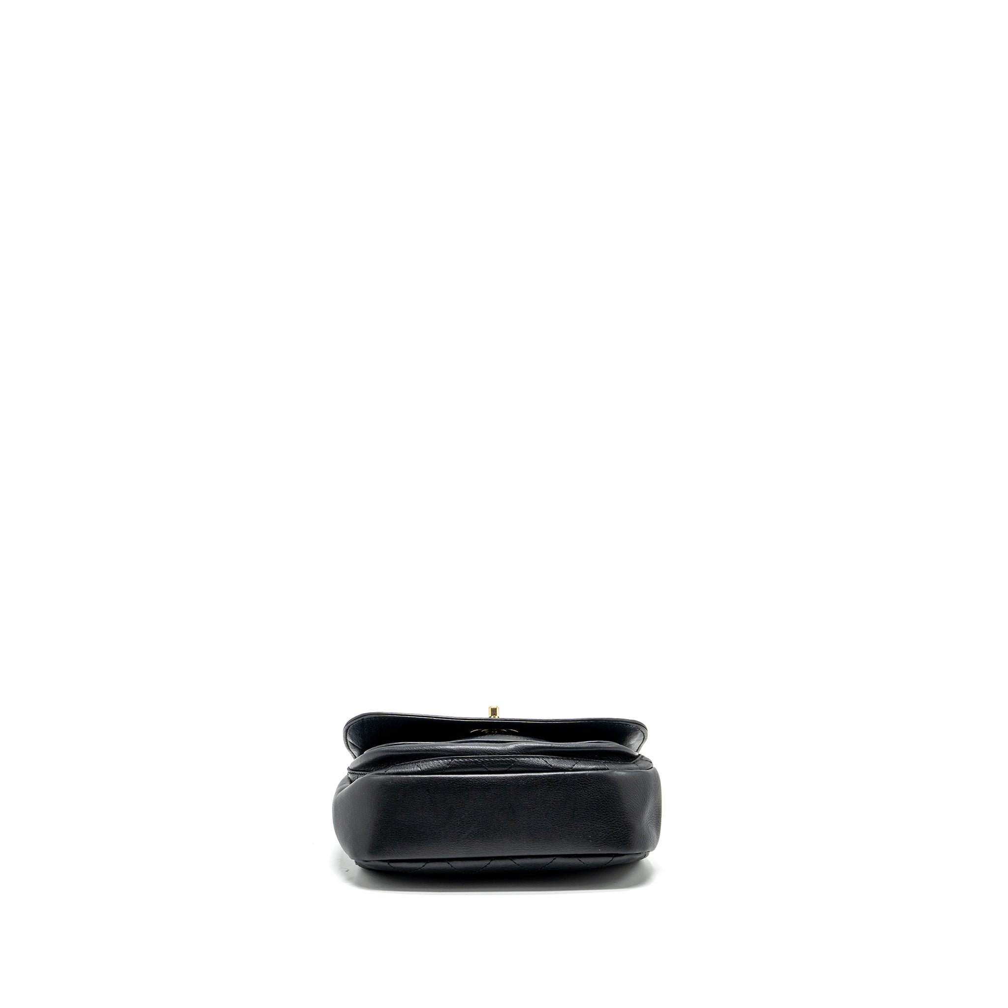 CHANEL HALF MOON QUILTED FLAP BAG GRAINED CALFSKIN BLACK GHW