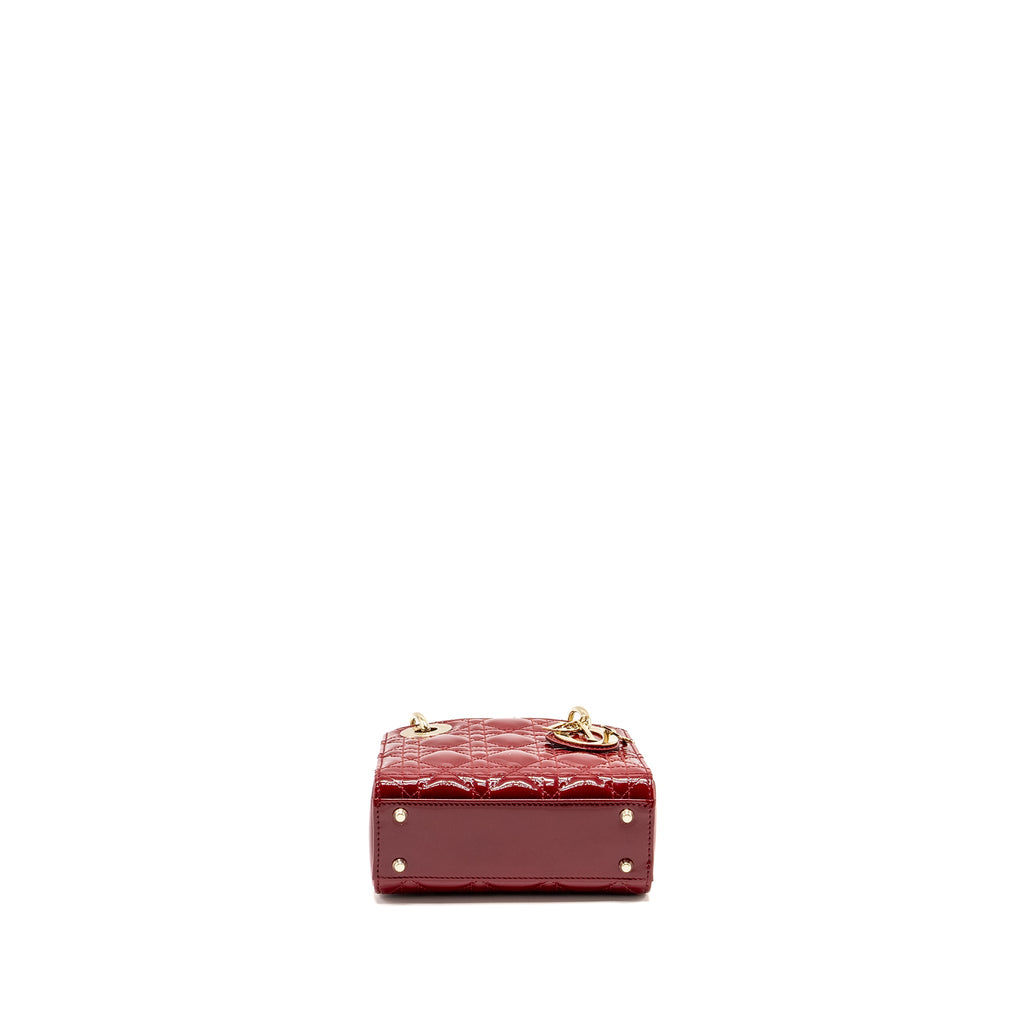 DIOR MINI LADY DIOR PATENT RED LGHW