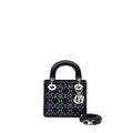 DIOR MINI LADY DIOR SATIN CRYSTAL DARK BLUE SHW