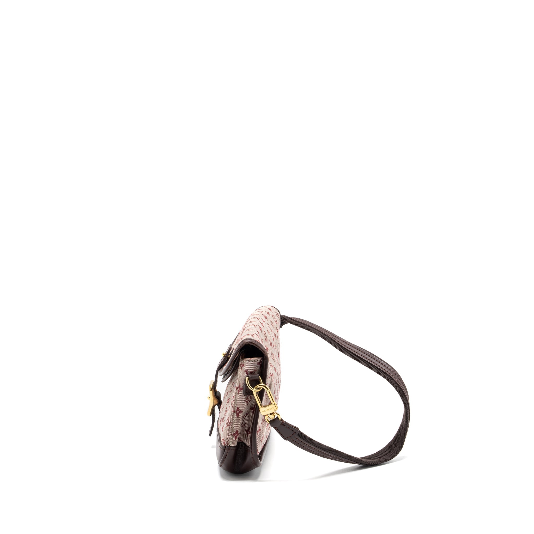 LOUIS VUITTON VINTAGE FLAP SHOULDER BAG FABRIC / LEATHER DARK PINK GHW