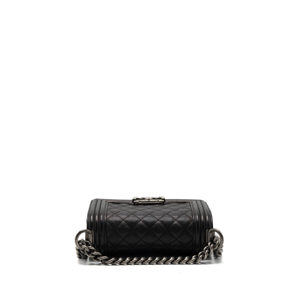 CHANEL SMALL BOY BAG CAVIAR BLACK RUTHENIUM HARDWARE