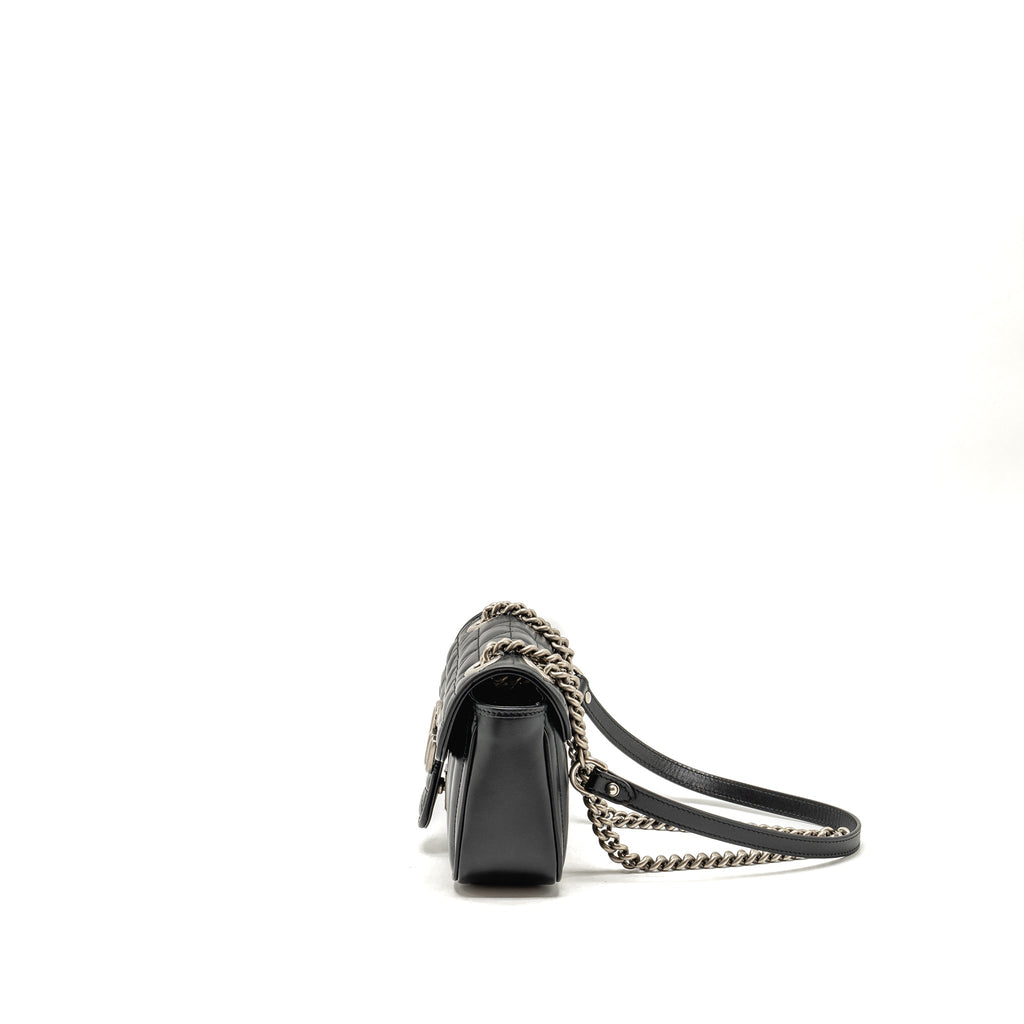 GUCCI SMALL GG MARMONT SHOULDER BAG CALFSKIN BLACK SHW