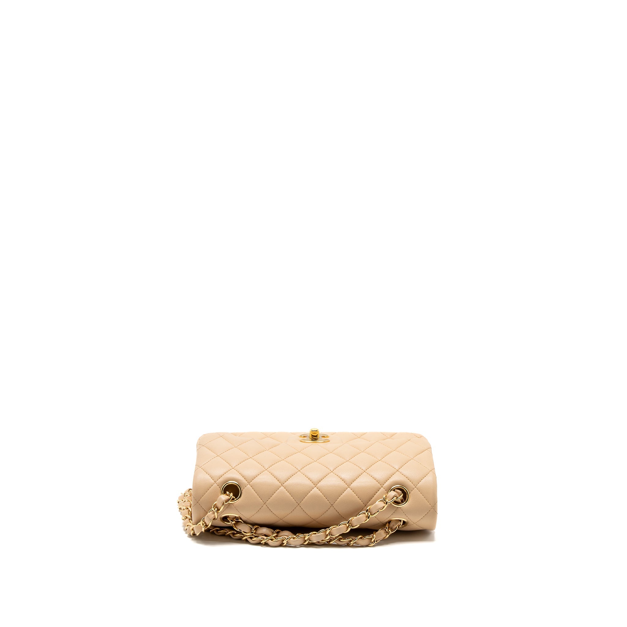 CHANEL SMALL CLASSIC FLAP BAG LAMBSKIN BEIGE GHW