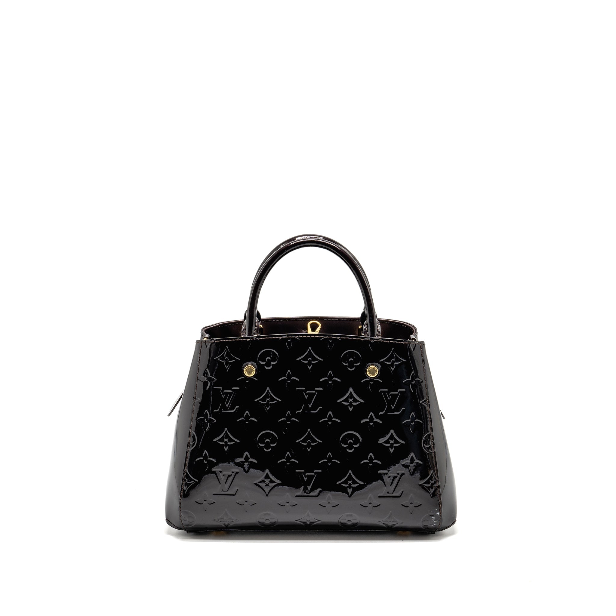 LOUIS VUITTON VERNIS MONTAIGNE BB BAG MONOGRAM PATENT BURGUNDY AMARANTE GHW