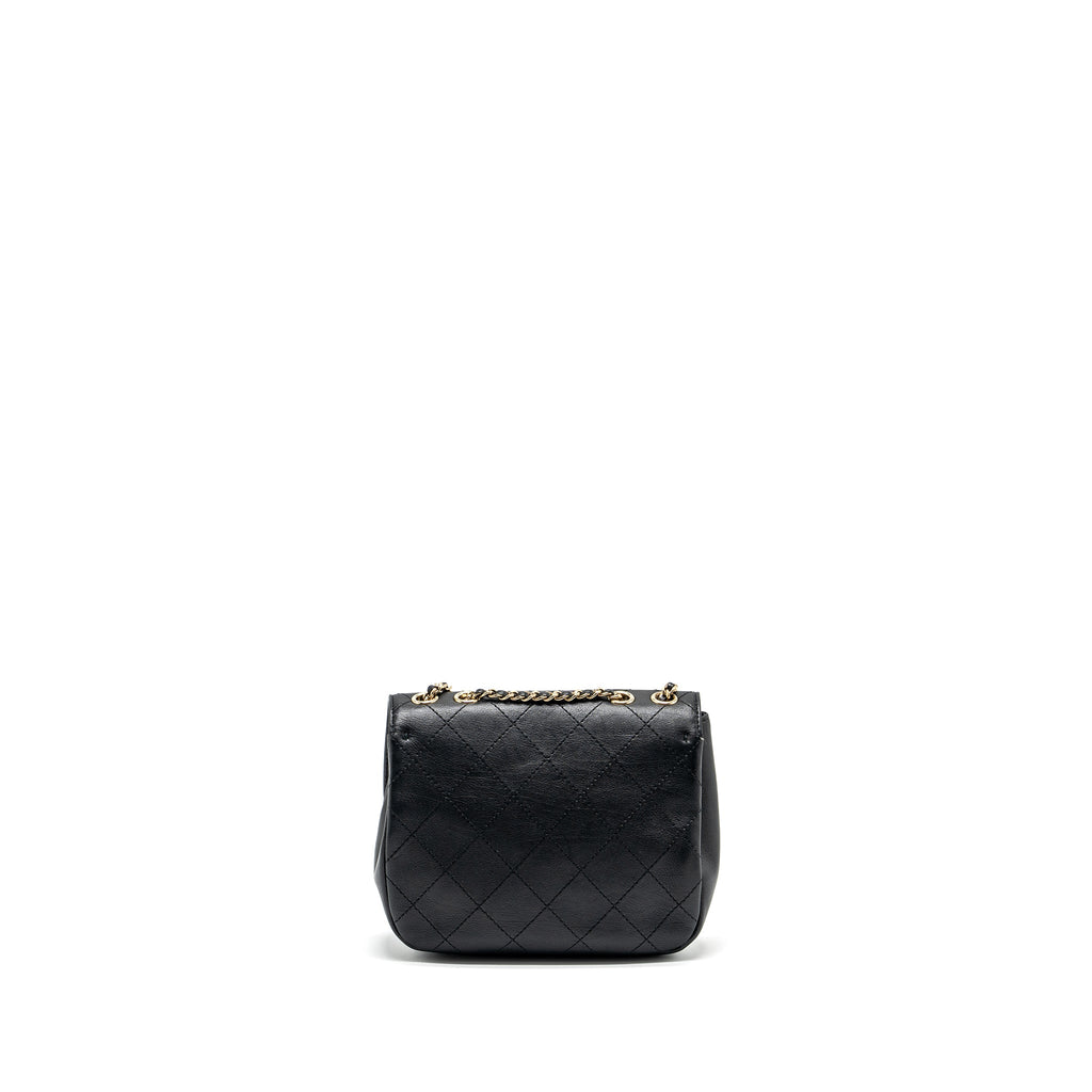CHANEL HALF MOON QUILTED FLAP BAG GRAINED CALFSKIN BLACK GHW