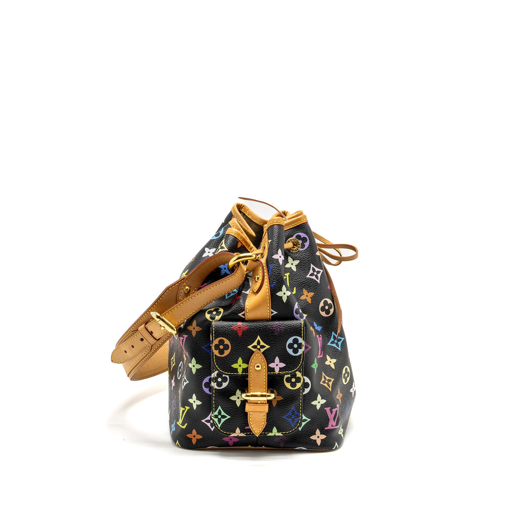 LOUIS VUITTON PETIT NOE BLACK MULTICOLOUR MONOGRAM CANVAS GHW