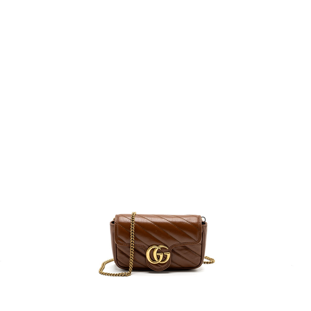 GUCCI SUPER MINI GG MARMONT CALFSKIN CARAMEL GHW