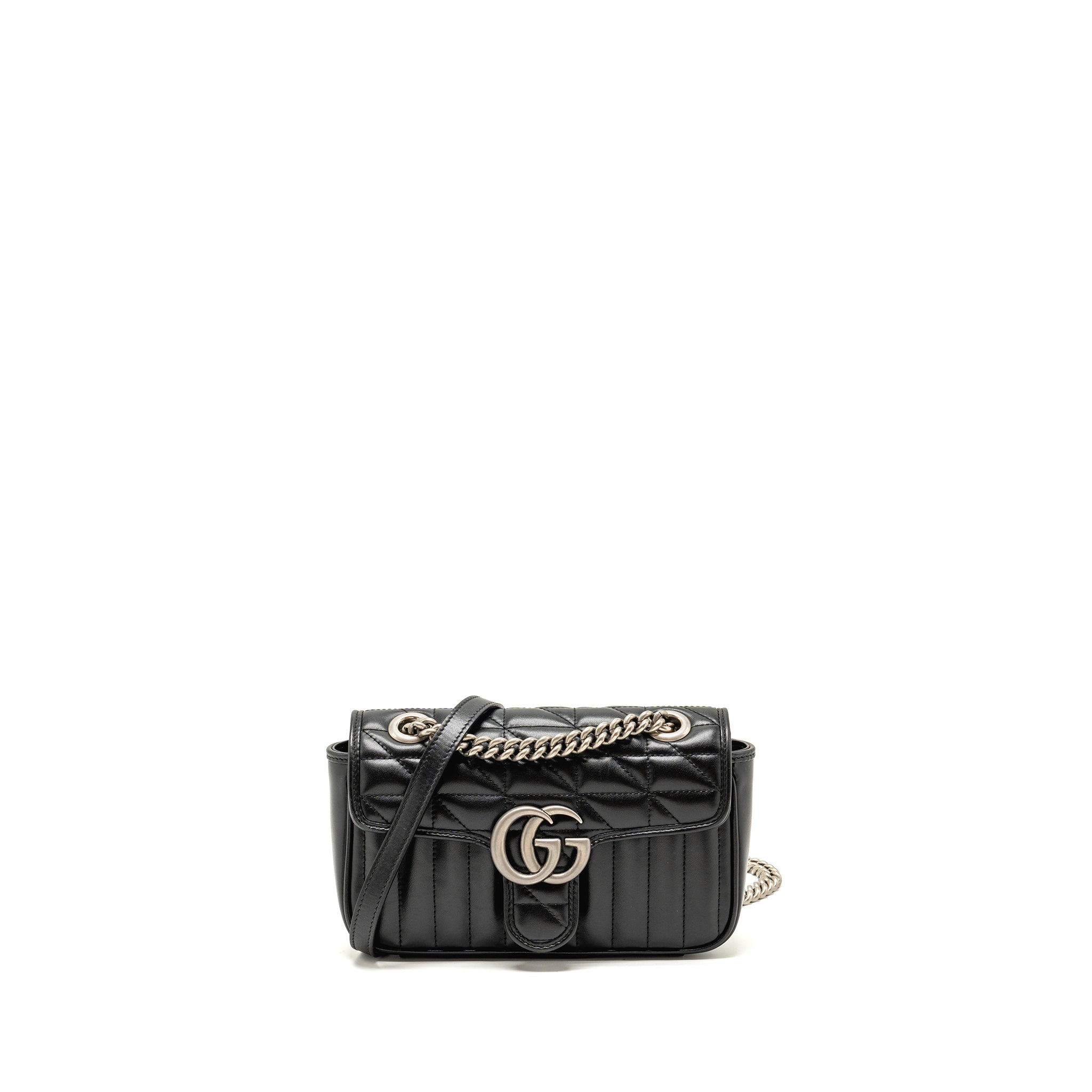 GUCCI SMALL GG MARMONT SHOULDER BAG CALFSKIN BLACK SHW