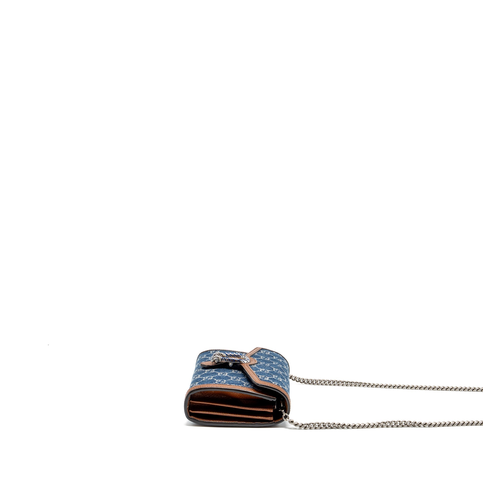 GUCCI DIONYSUS CHAIN WALLET BAG GG SUPREME DENIM/LEATHER MULTICOLOUR HARDWARE