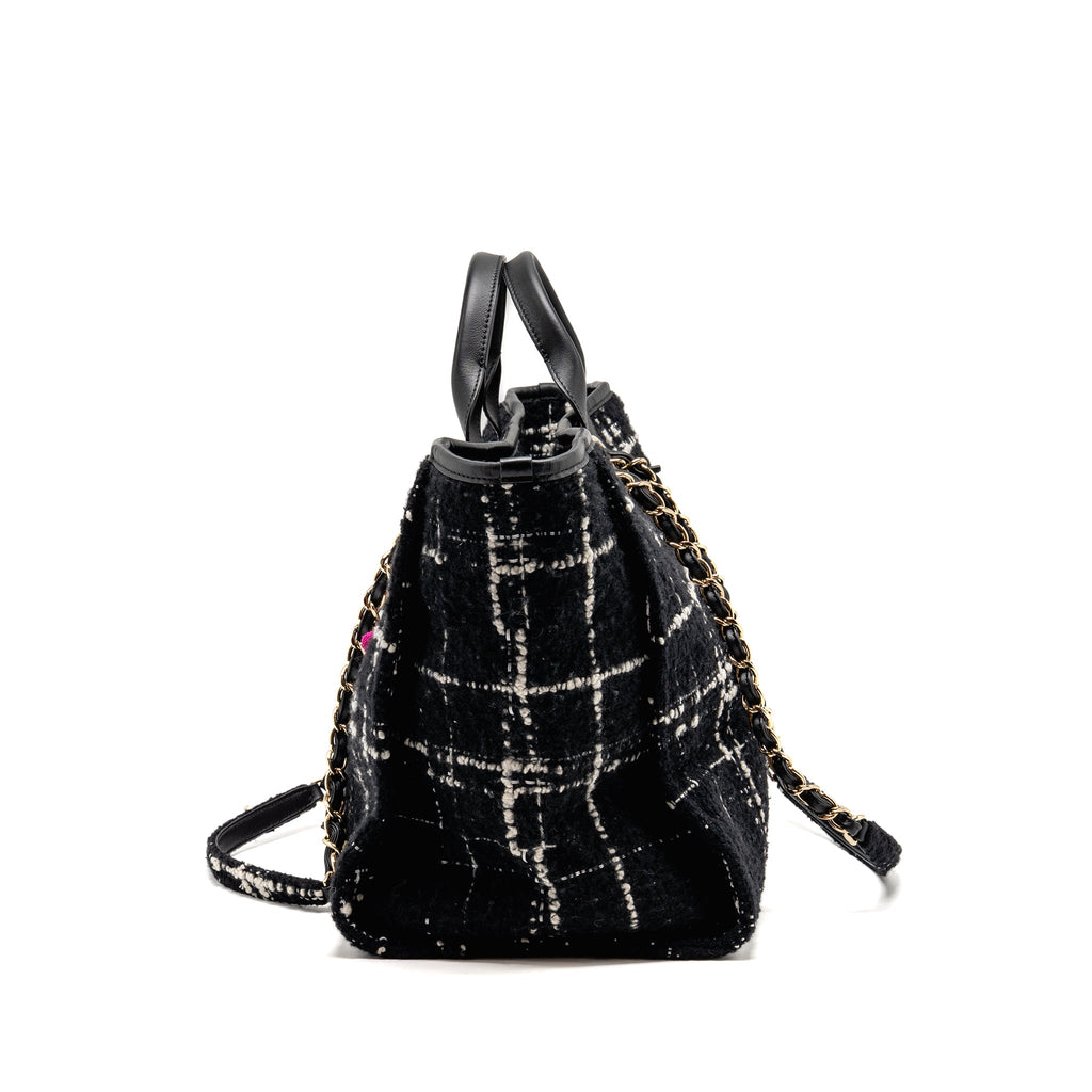 CHANEL DEAUVILLE TOTE TWEED BLACK / MULTICOLOR LGHW (MICROCHIP)