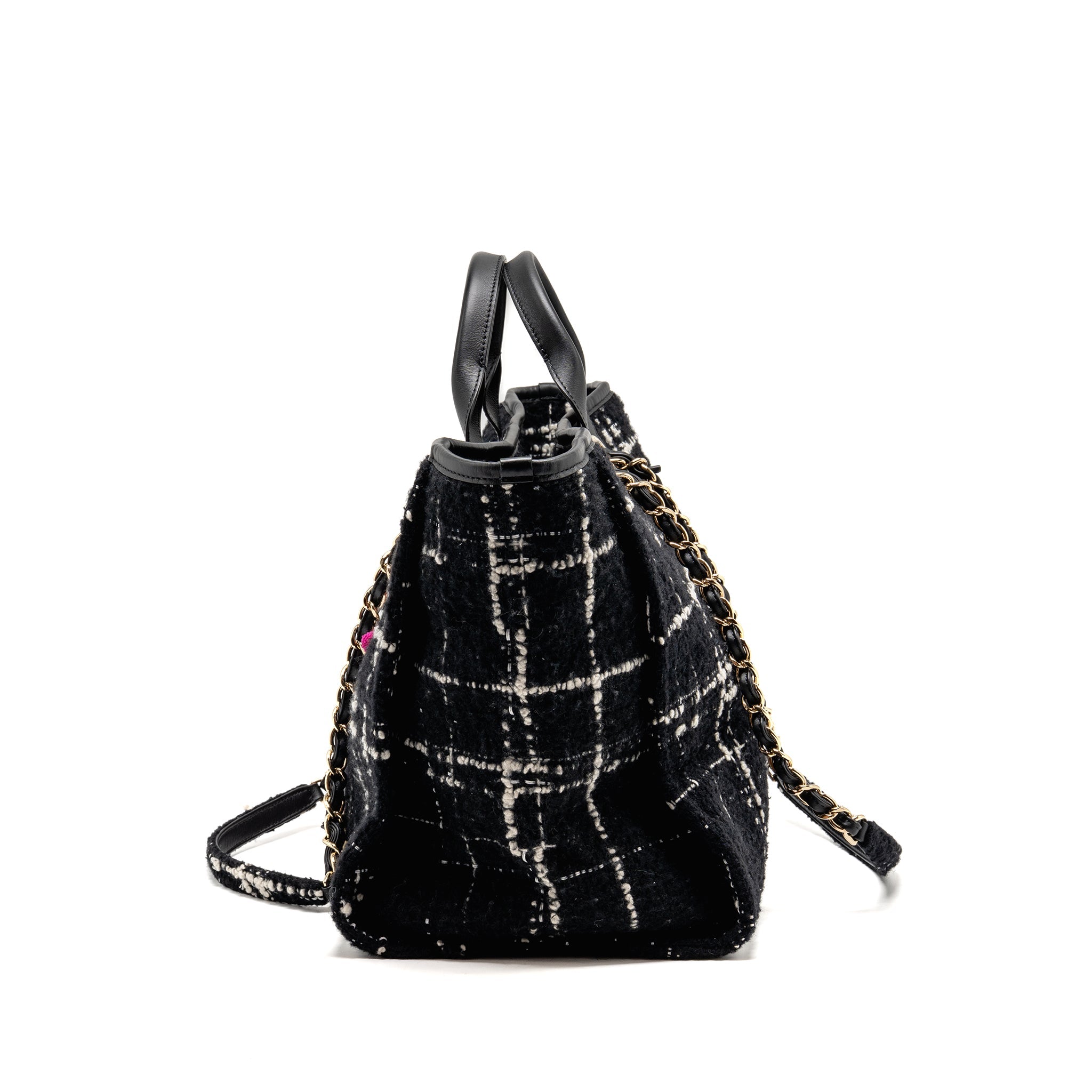 CHANEL DEAUVILLE TOTE TWEED BLACK / MULTICOLOR LGHW (MICROCHIP)
