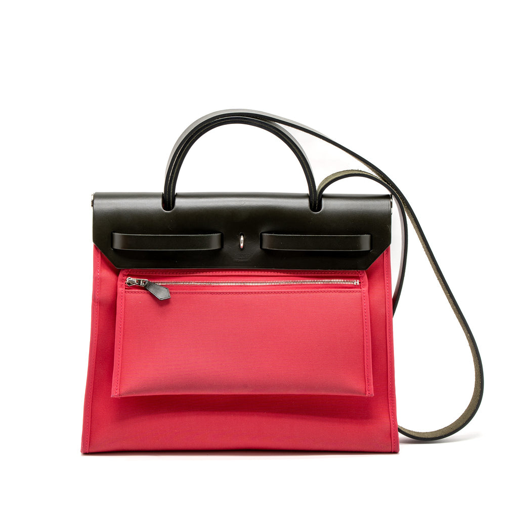 HERMES HERBAG 31 ZIP BAG CACHE HUNTER/CANVAS PINK SHW