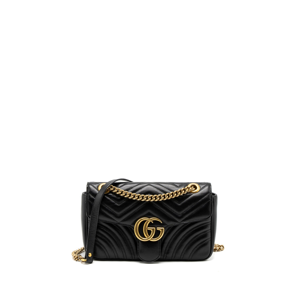 GUCCI SMALL GG MARMONT BAG CALFSKIN BLACK GHW