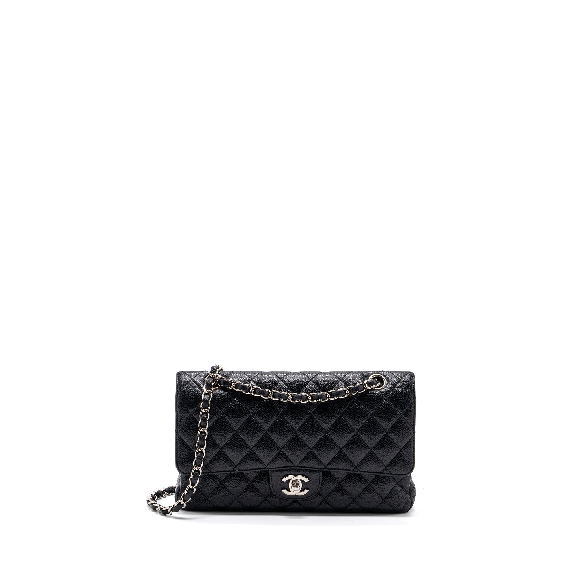 CHANEL MEDIUM CLASSIC FLAP BAG CAVIAR BLACK WITH SHW