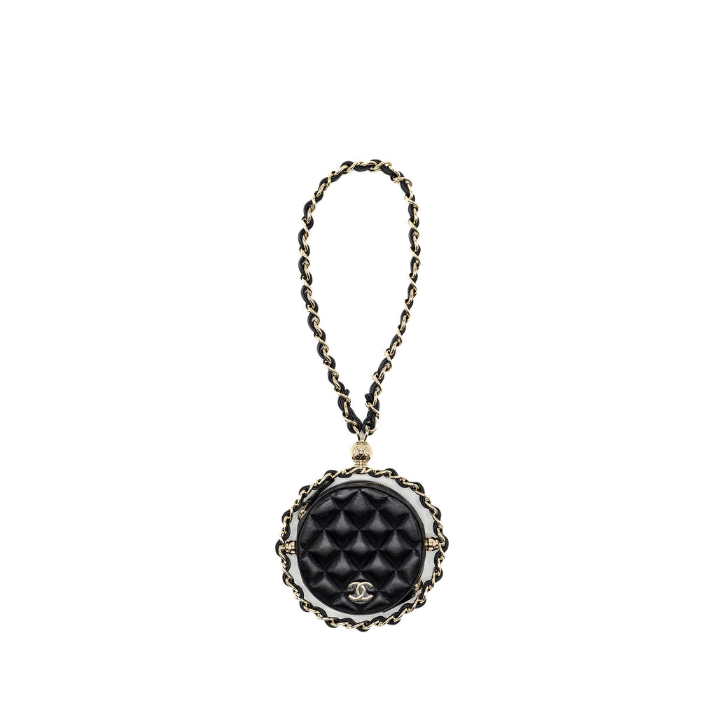 CHANEL 22C ROUND CLUTCH WITH CHAIN LAMBSKIN BLACK GHW