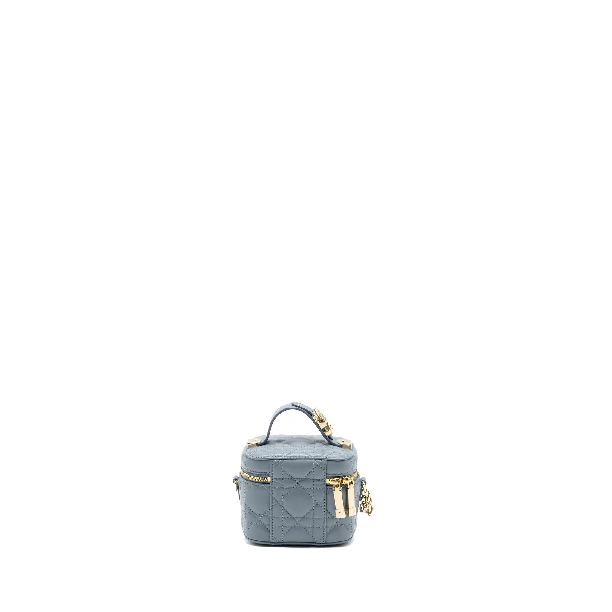 DIOR MICRO LADY DIOR VANITY CASE LAMBSKIN LIGHT GREY LGHW
