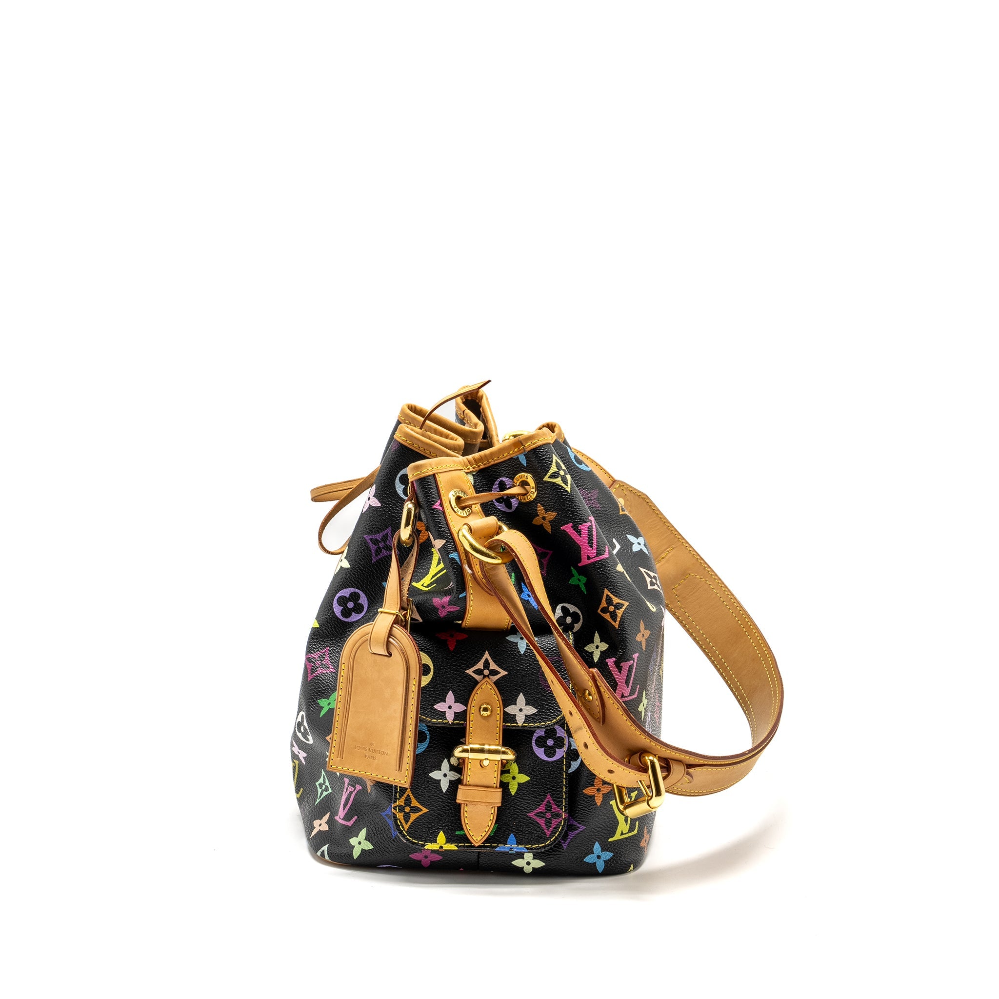 LOUIS VUITTON PETIT NOE BLACK MULTICOLOUR MONOGRAM CANVAS GHW