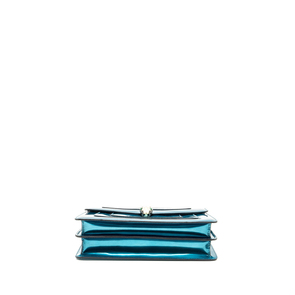 BVLGARI SERPENTI FOREVER BAG PATENT METALLIC BLUE LGHW