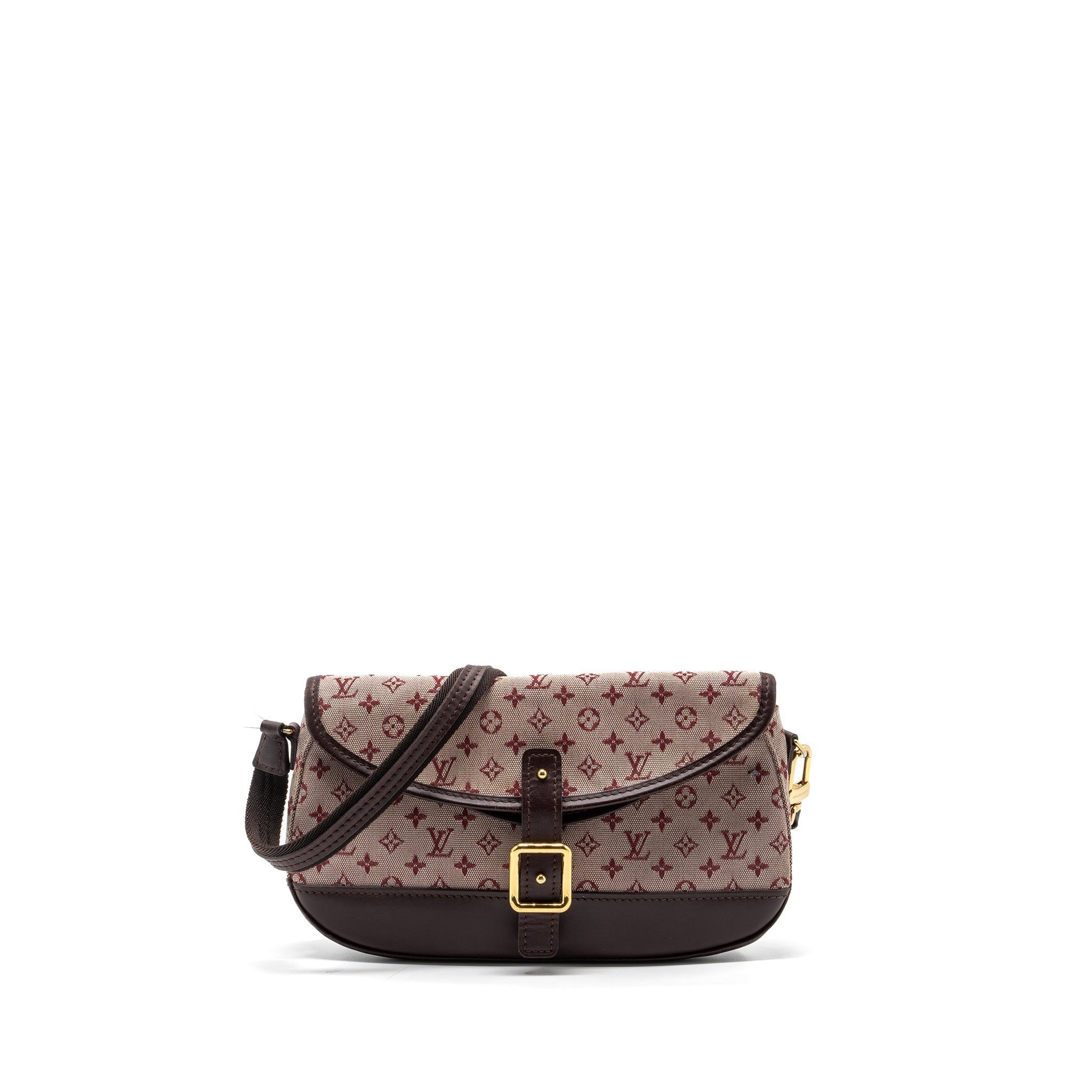LOUIS VUITTON VINTAGE FLAP SHOULDER BAG FABRIC / LEATHER DARK PINK GHW