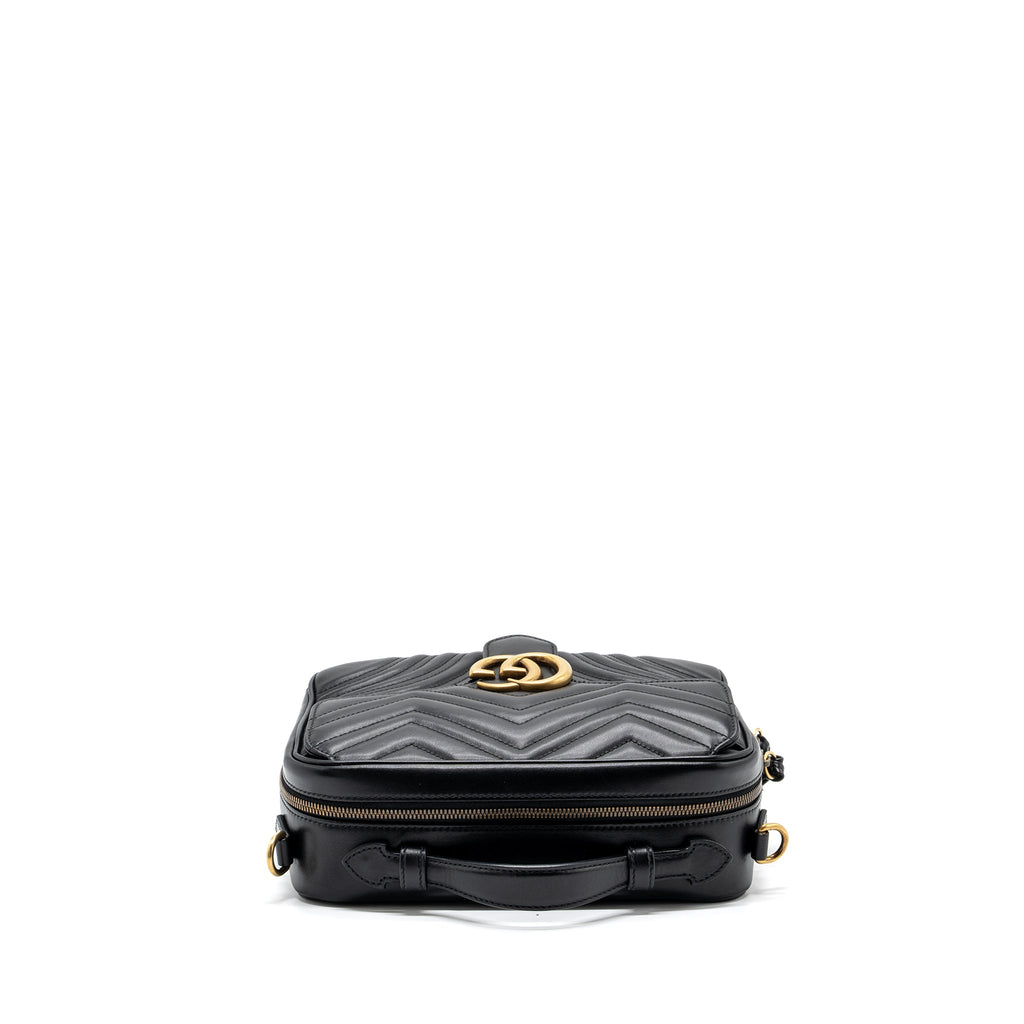 GUCCI GG MARMONT MATELASSE SHOULDER BAG CALFSKIN BLACK GHW