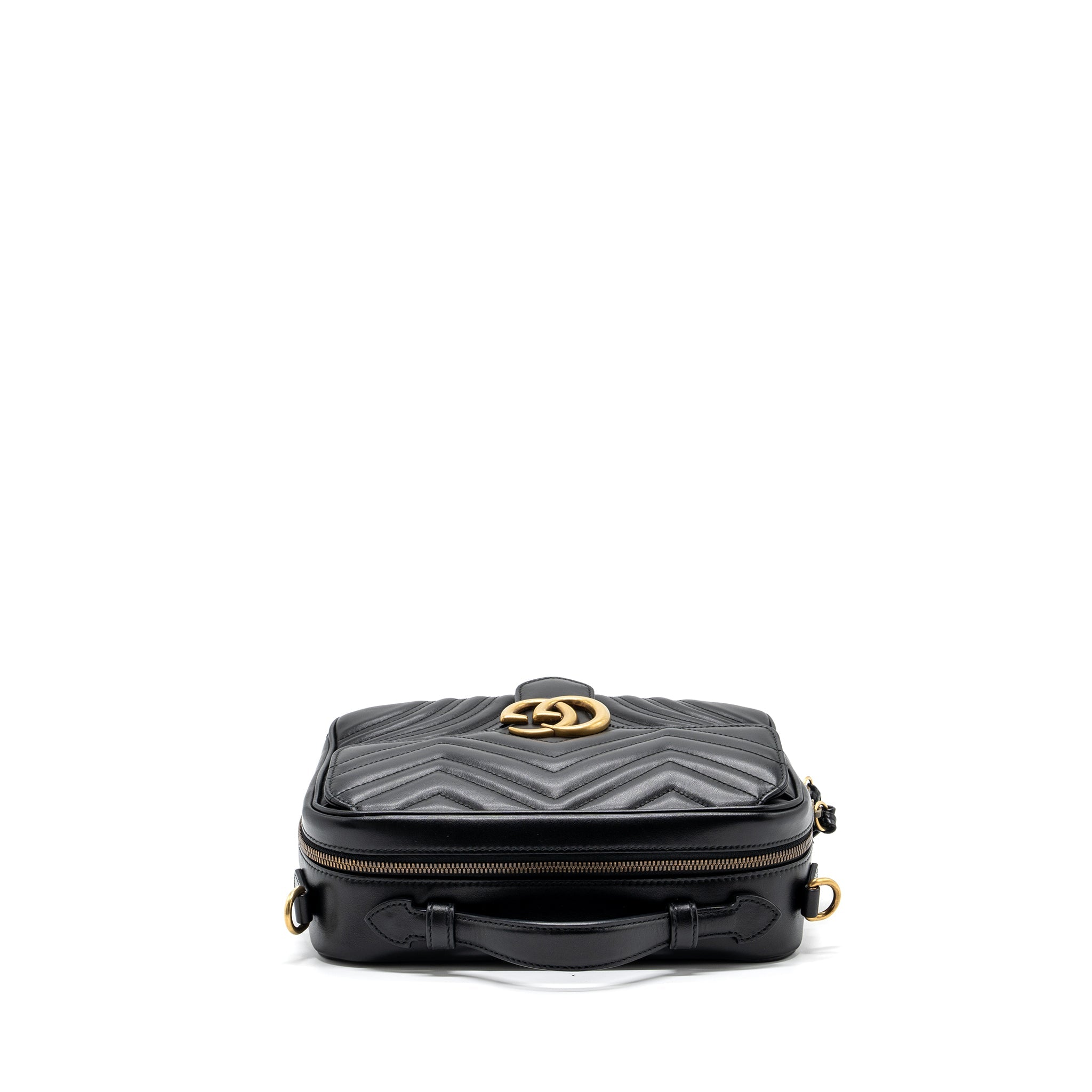 GUCCI GG MARMONT MATELASSE SHOULDER BAG CALFSKIN BLACK GHW