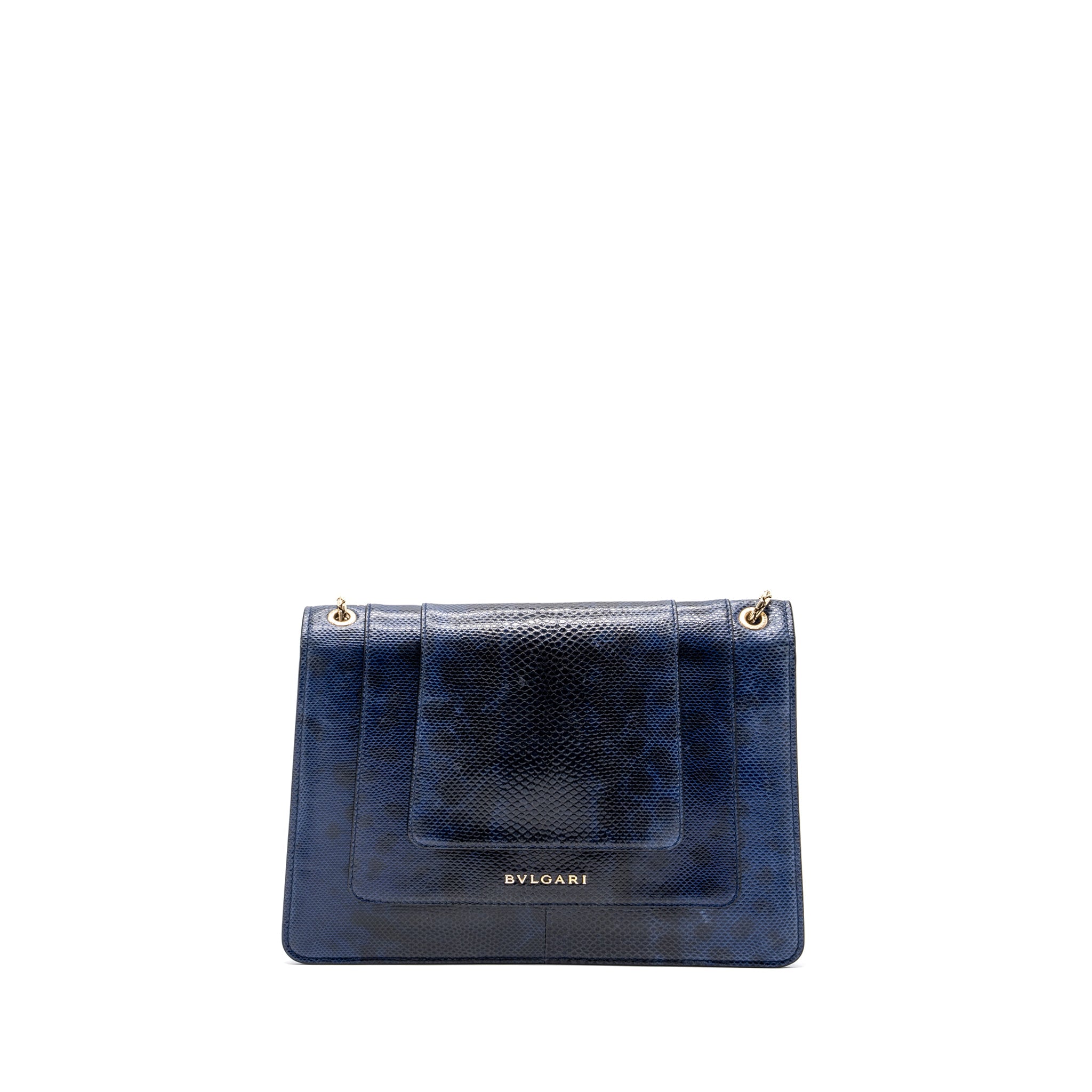 BVLGARI SERPENTI SHOULDER BAG KARUNG SKIN DARK BLUE LGHW