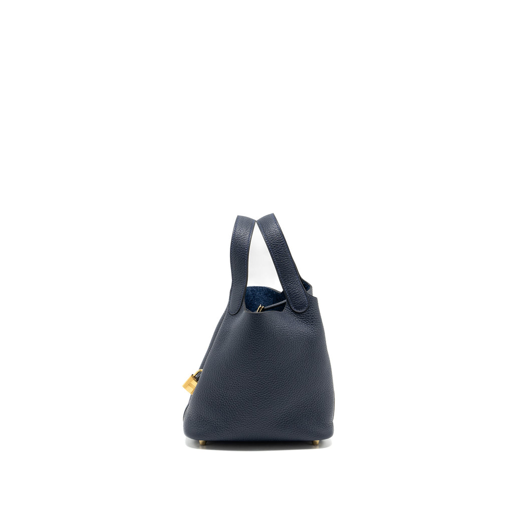 HERMES PICOTIN 18 LOCK BAG CLEMENCE BLUE NUIT GHW