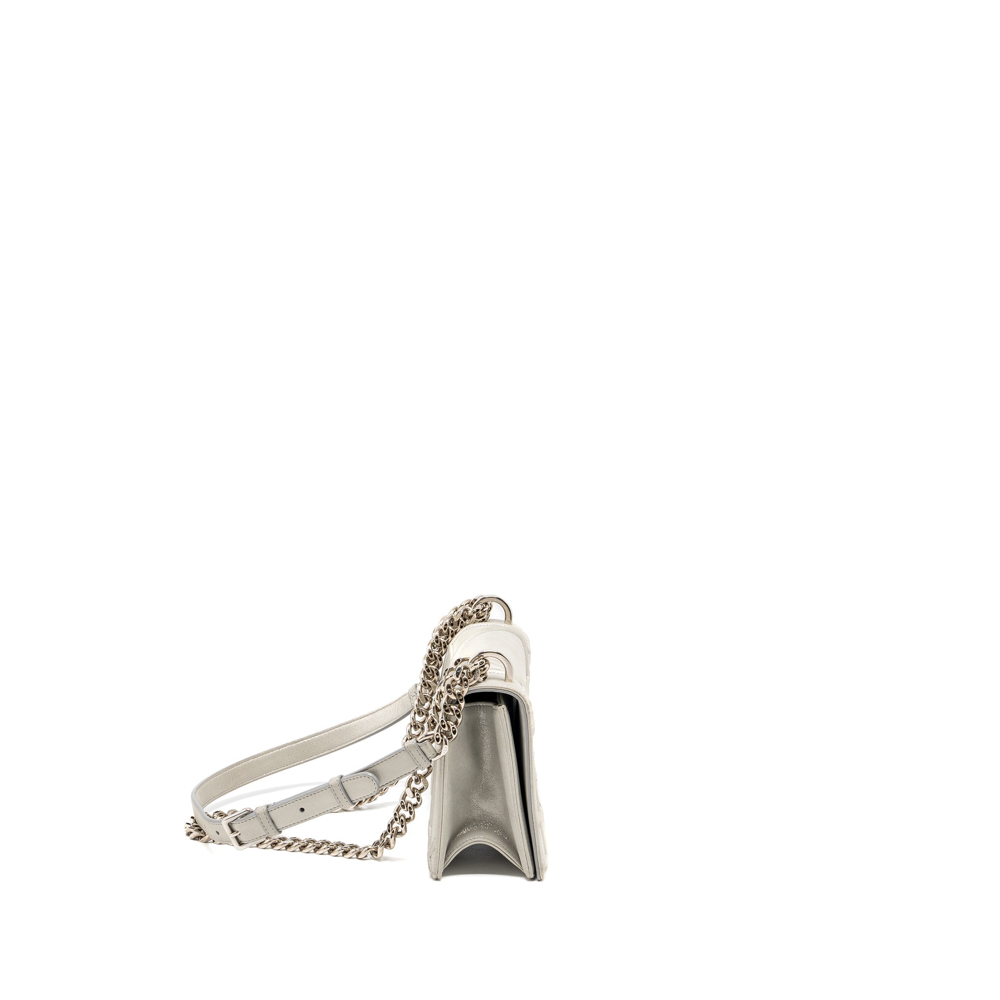 DIOR SMALL DIORAMA LEATHER IRIDESCENT PEARL GREY SHW