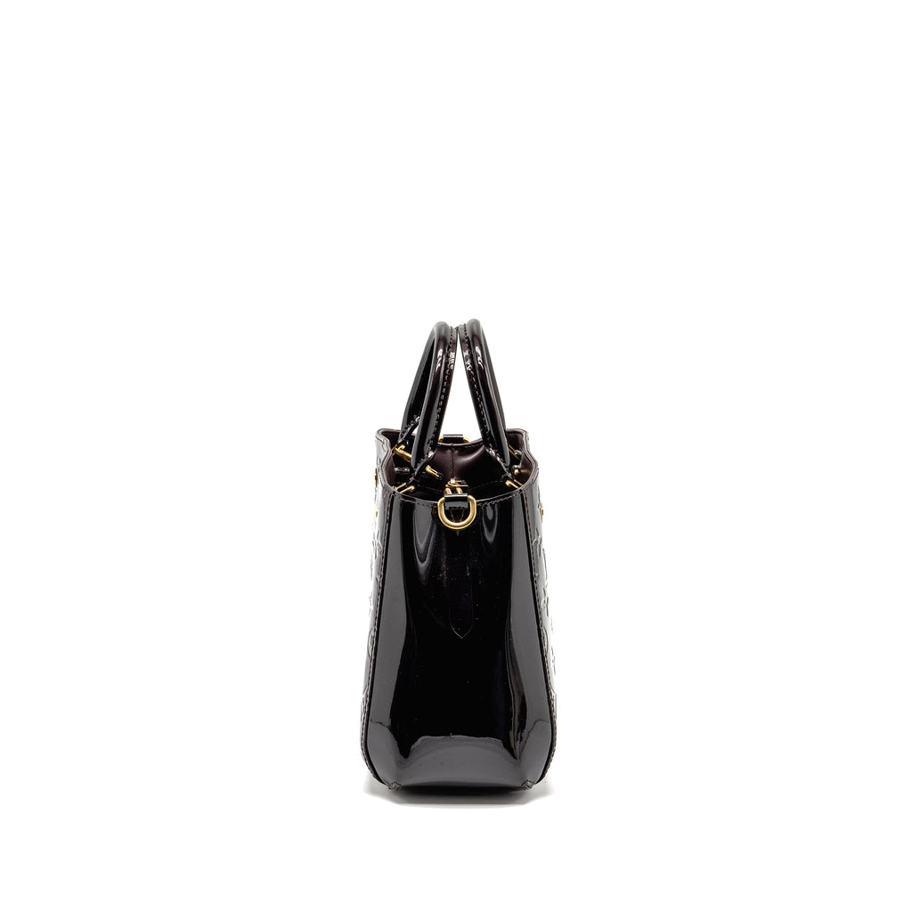 LOUIS VUITTON VERNIS MONTAIGNE BB BAG MONOGRAM PATENT BURGUNDY AMARANTE GHW