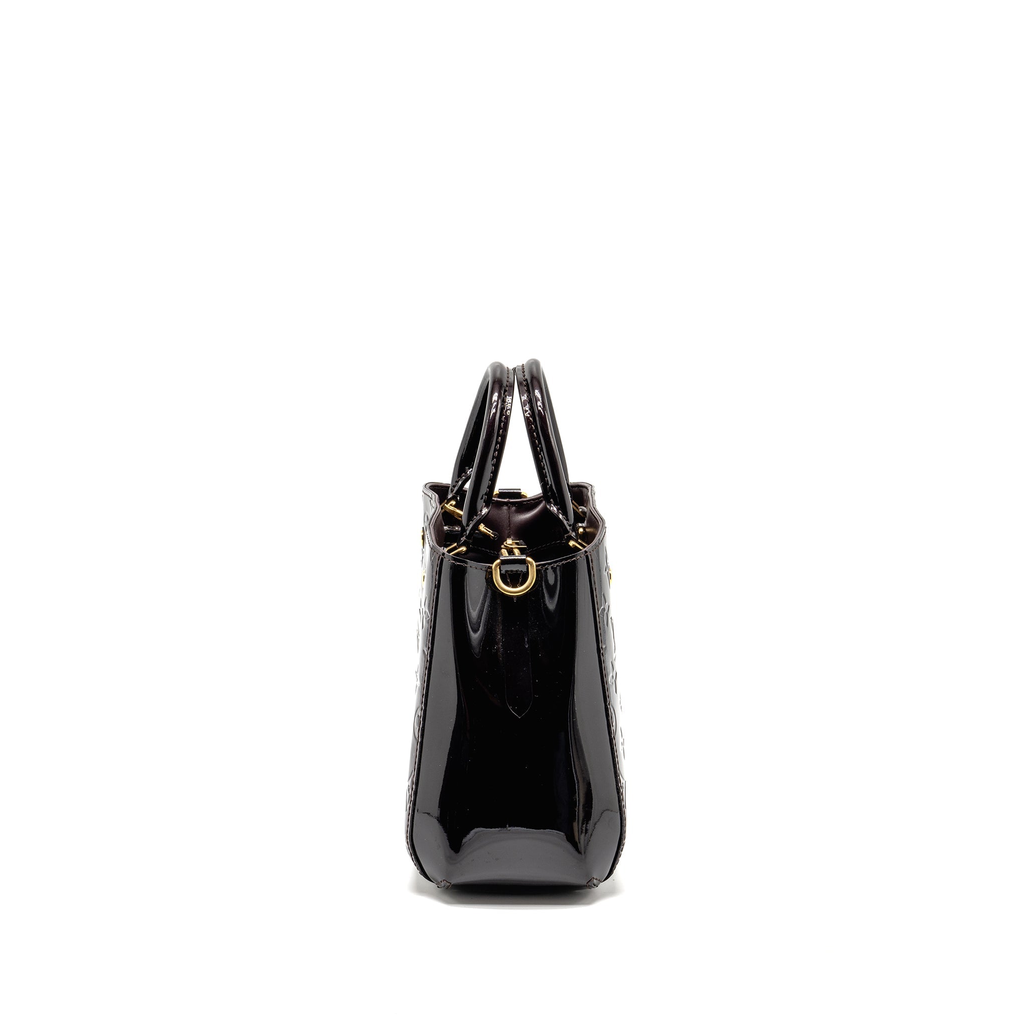 LOUIS VUITTON VERNIS MONTAIGNE BB BAG MONOGRAM PATENT BURGUNDY AMARANTE GHW