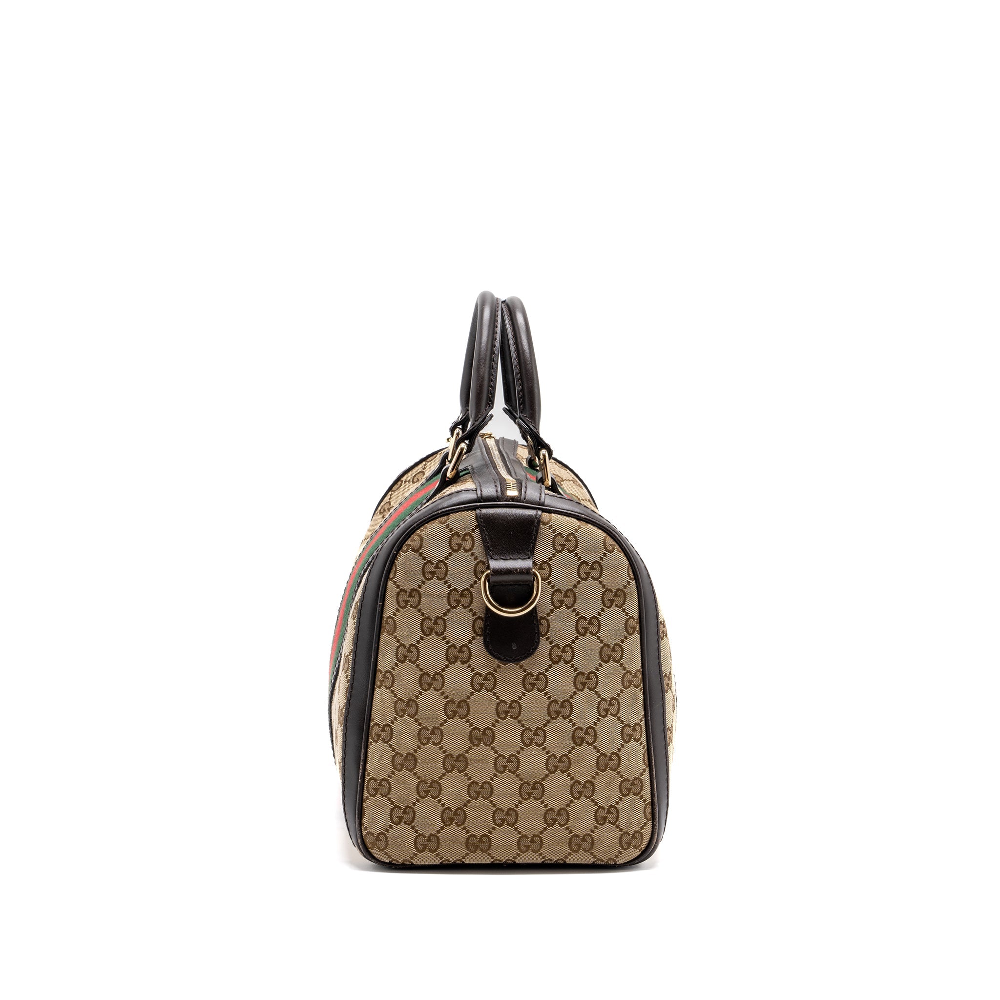 GUCCI BOSTON BAG GG SUPREME CANVAS BROWN LGHW