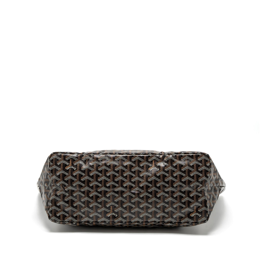 GOYARD SAINT LOUIS PM TOTE BAG GOYARDINE CANVAS BLACK/BROWN SHW