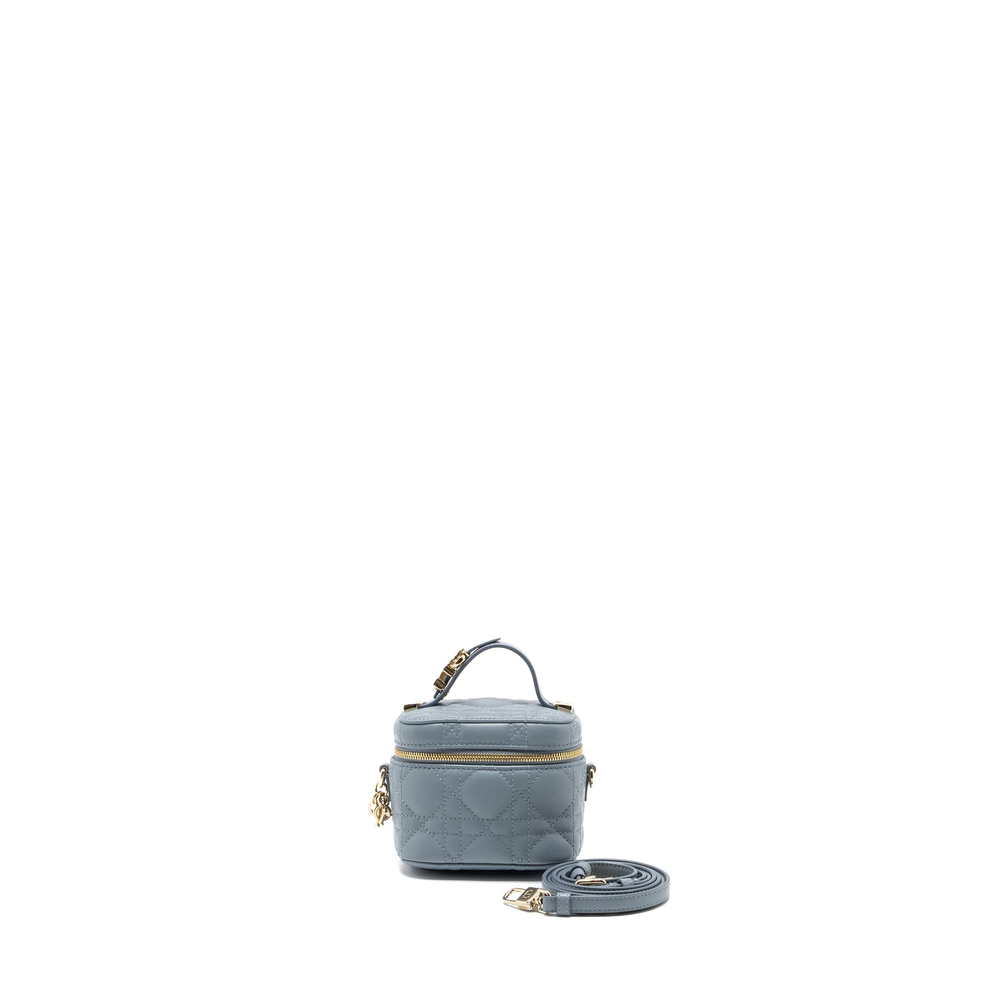 DIOR MICRO LADY DIOR VANITY CASE LAMBSKIN LIGHT GREY LGHW