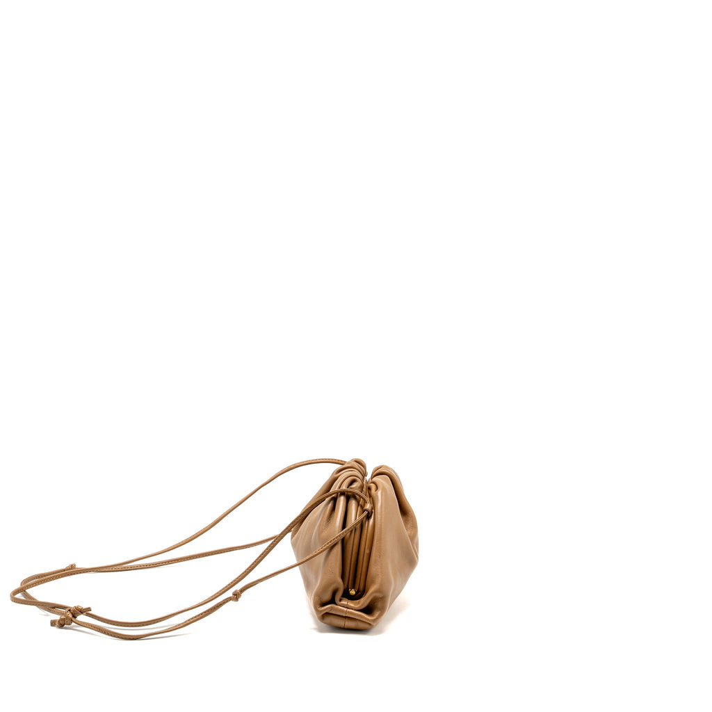 BOTTEGA VENETA MINI THE POUCH SMOOTH CALFSKIN DARK BEIGE GHW