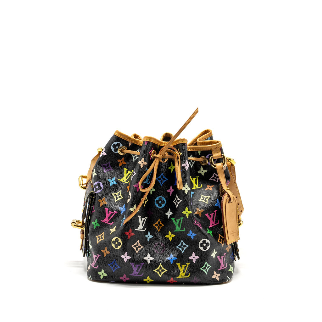 LOUIS VUITTON PETIT NOE BLACK MULTICOLOUR MONOGRAM CANVAS GHW