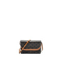 CELINE WALLET ON STRAP TRIOMPHE CANVAS / SMOOTH LAMBSKIN TAN GHW