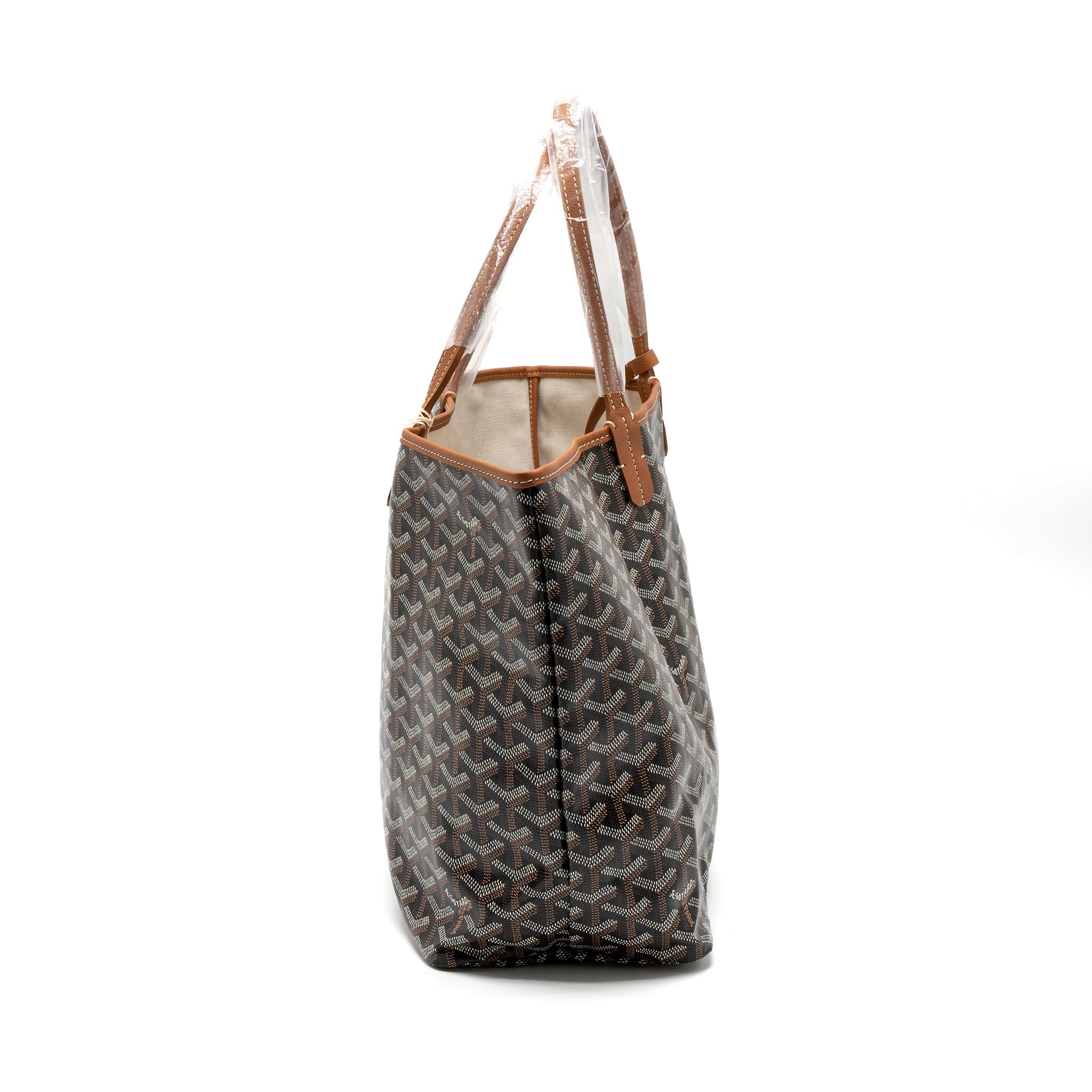 GOYARD SAINT LOUIS PM TOTE BAG GOYARDINE CANVAS BLACK/BROWN SHW