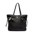 PRADA TOTE BAG CANVAS BLACK GHW
