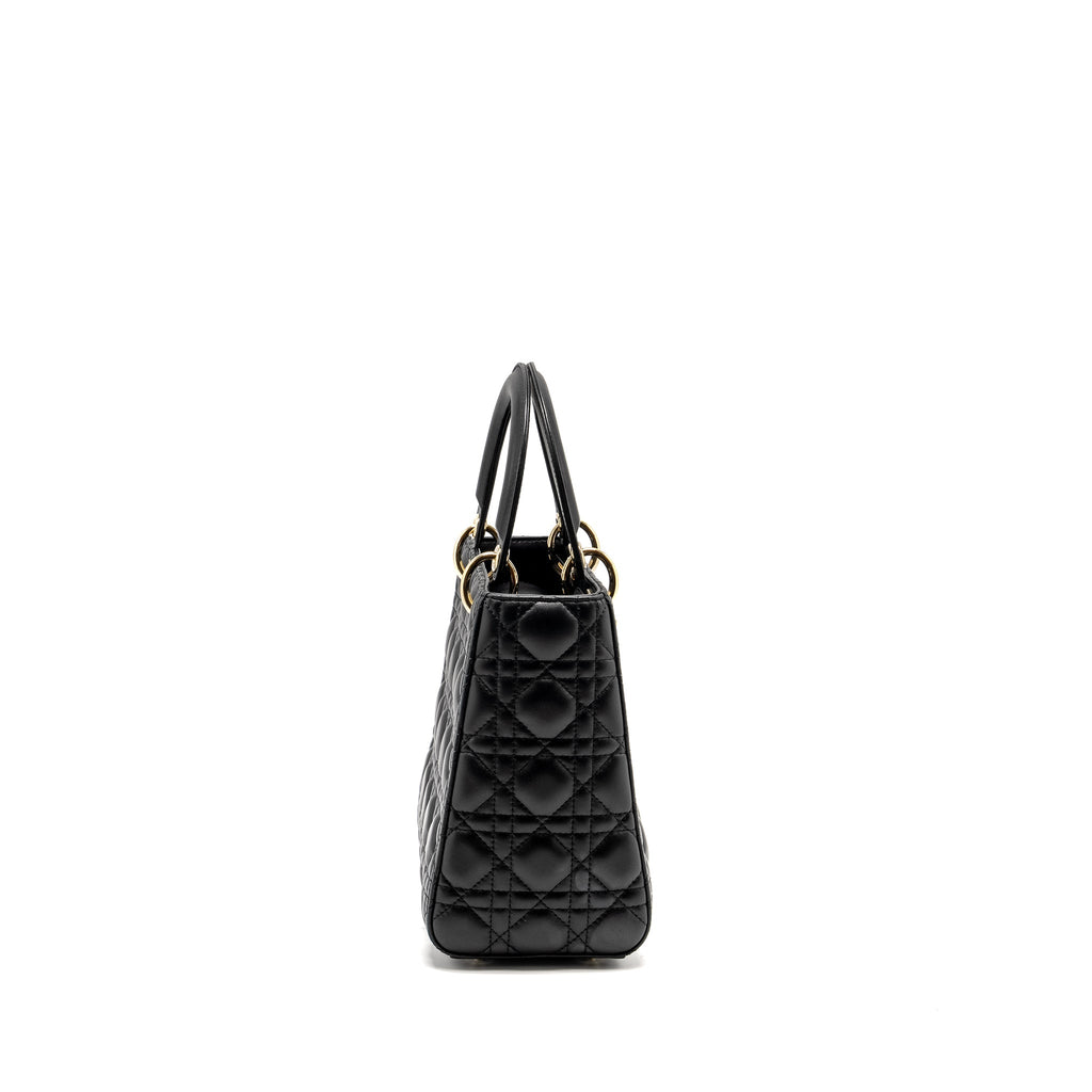 DIOR MEDIUM LADY DIOR LAMBSKIN BLACK LGHW