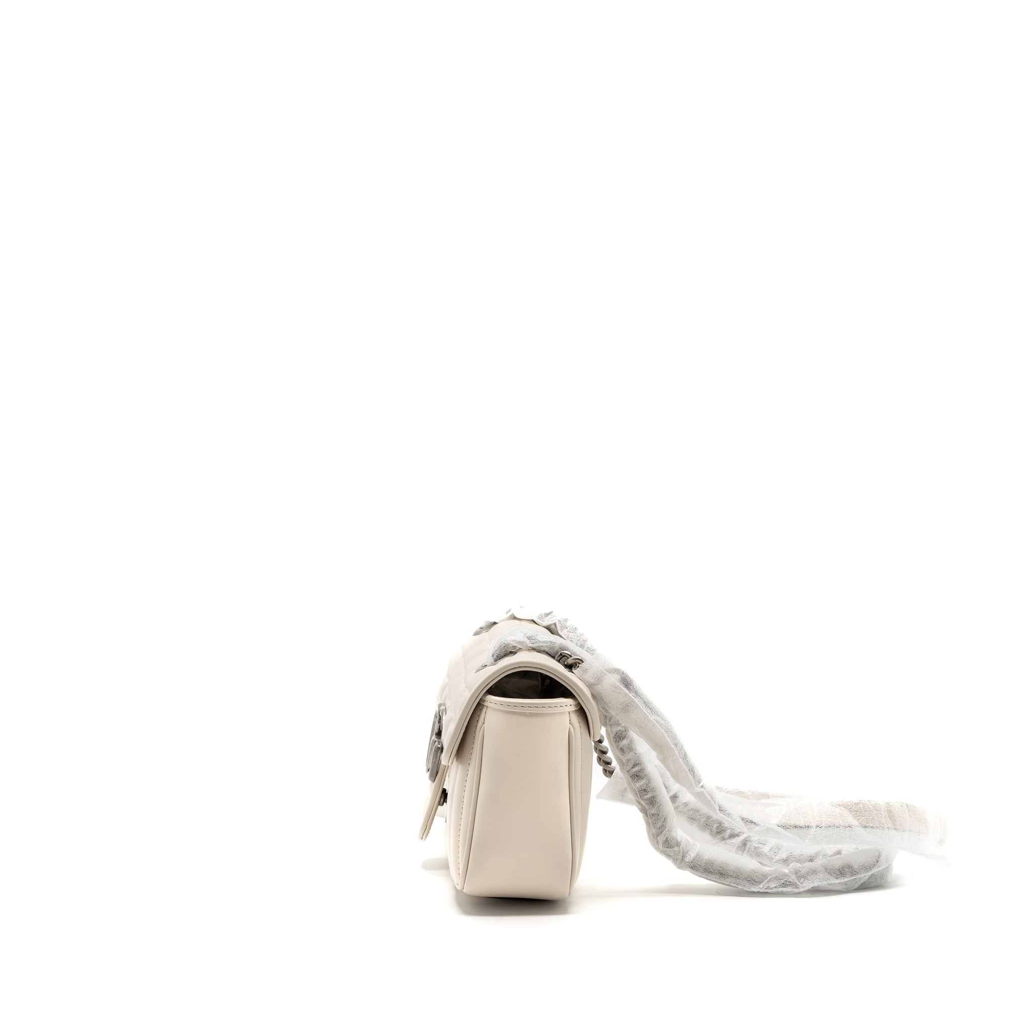 GUCCI MINI MARMONT CALFSKIN LEATHER CREAM SHW