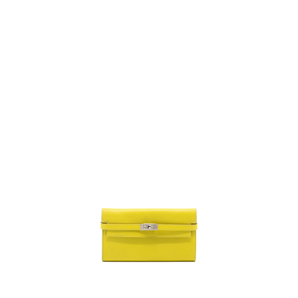 HERMES KELLY LONG WALLET CHEVRE MYSORE 9R LIME SHW