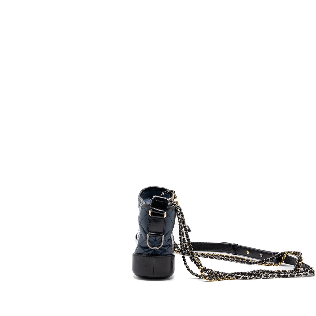 CHANEL SMALL GABRIELLE HOBO BAG CALFSKIN BLUE / BLACK MULTICOLOR HARDWARE