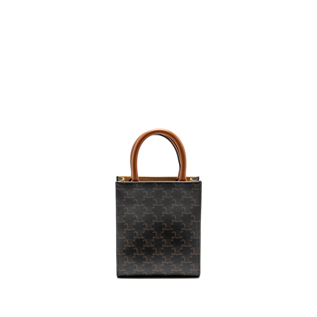CELINE MINI VERTICAL CABAS TRIOMPHE CANVAS BROWN / MULTICOLOUR GHW