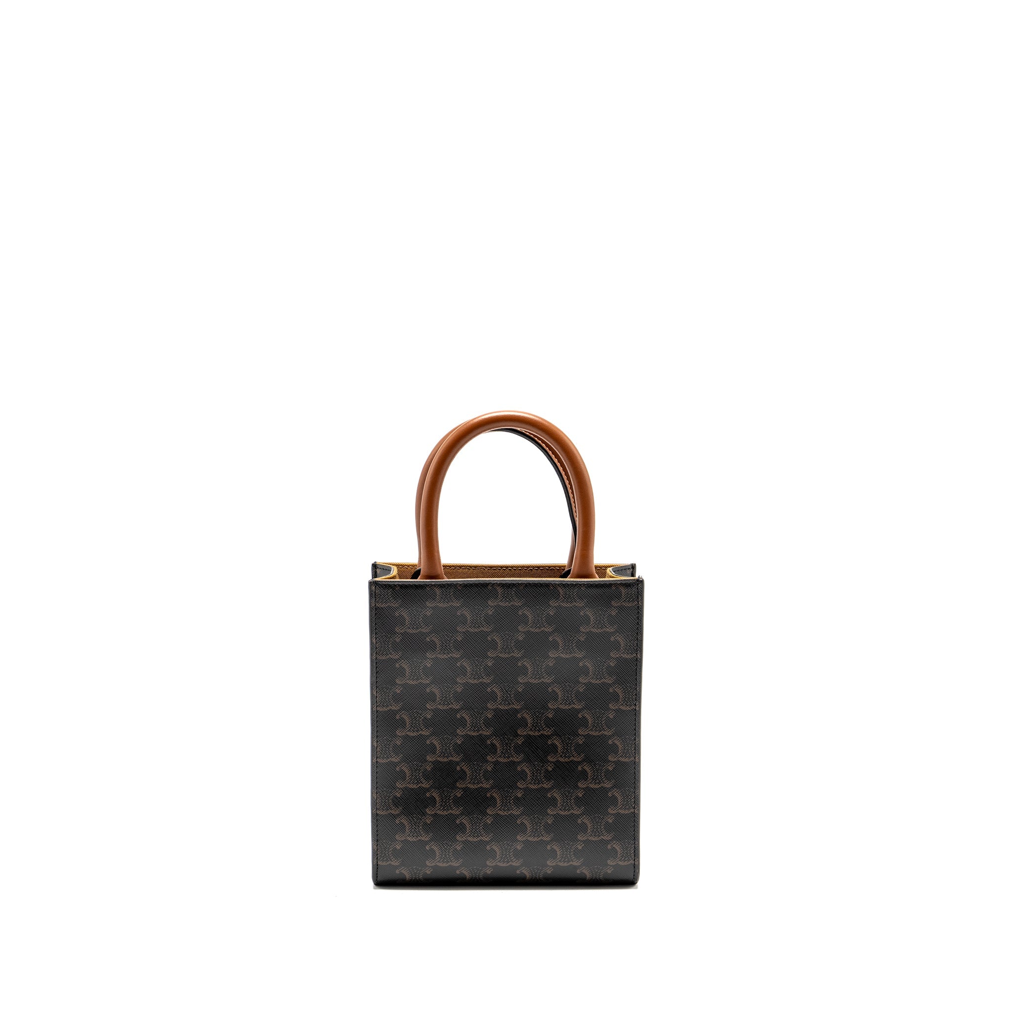 CELINE MINI VERTICAL CABAS TRIOMPHE CANVAS BROWN / MULTICOLOUR GHW