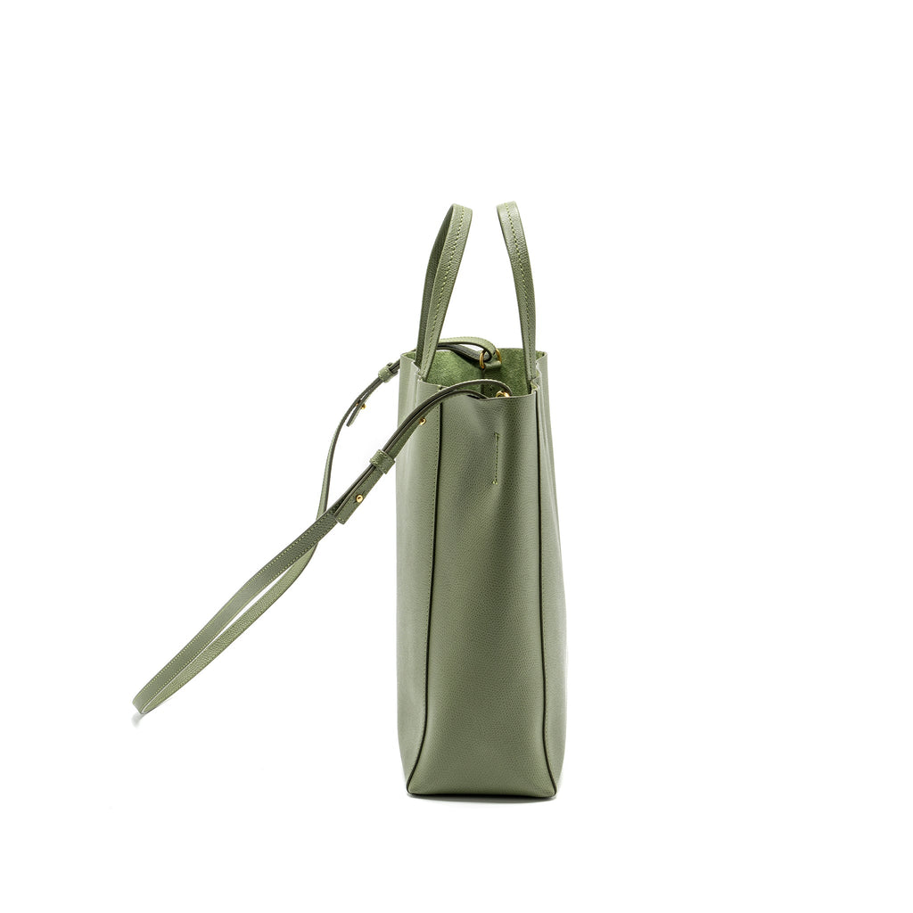 CELINE VERTICAL CABAS TOTE BAG GRAINED CALFSKIN GREEN GHW